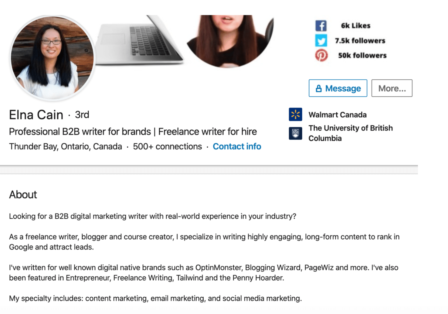 about in linkedin profile examples