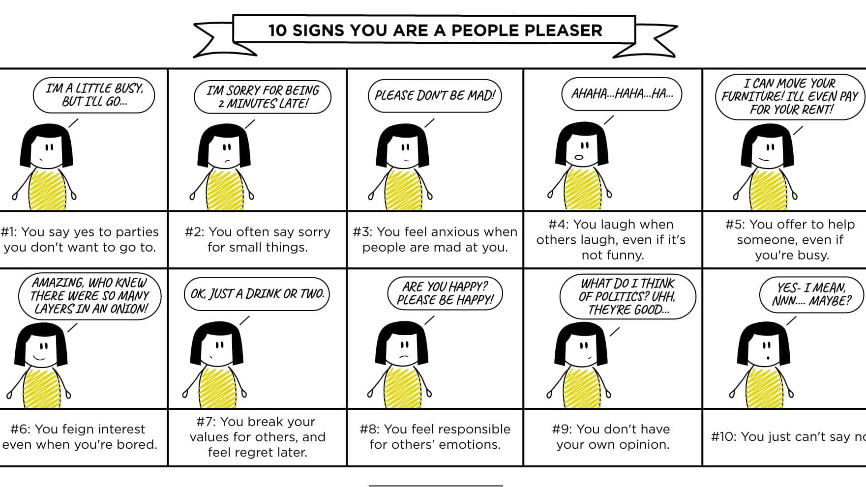 10 signs you are a people pleaser infographic