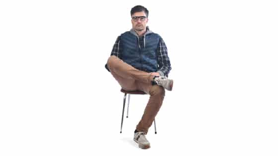 Thoughtful Man Sitting with Legs Crossed Stock Photo - Image of cool,  pensive: 13708128