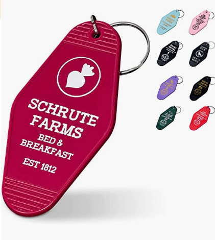 The Office Schrute Farms keychain that would make a unique employee gift.