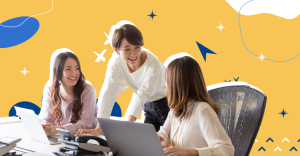 three working women smiling